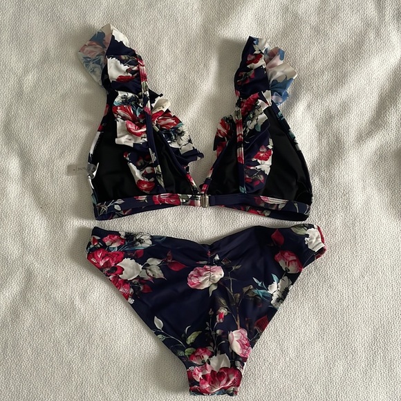 Navy Ruffle Bikini - Picture 2 of 2
